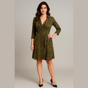 🩷HP🩷Diane Von Furstenberg Vintage Olive Patterned Wrap Dress